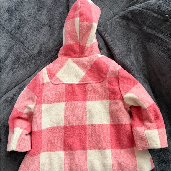 Pink and White Plaid Hooded Coat - Picture 2 of 3